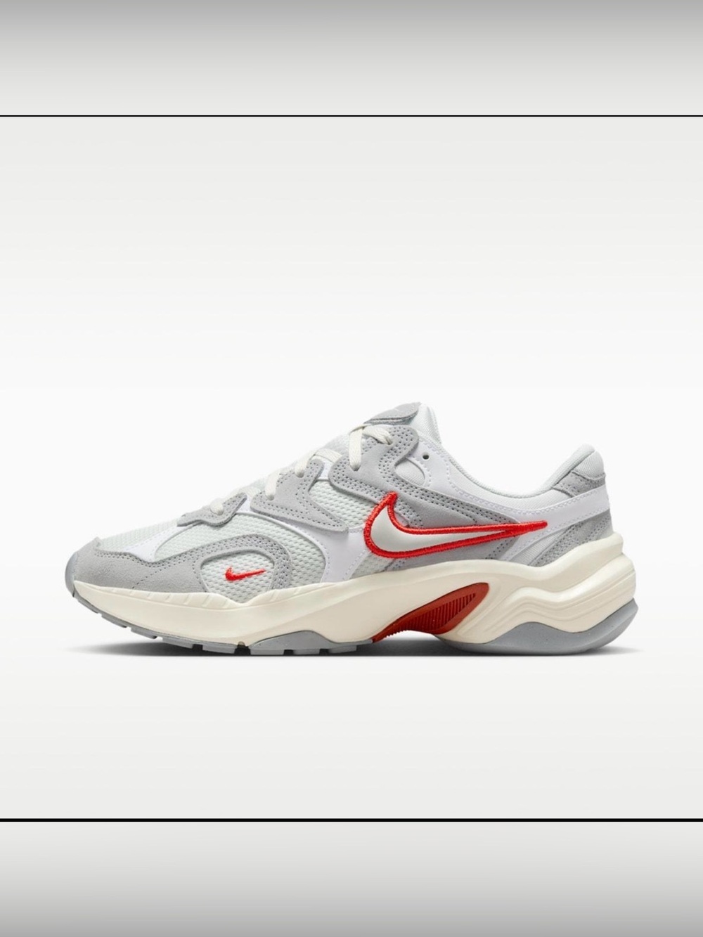 Nike Light Gray Mesh Sneakers with Red Swoosh